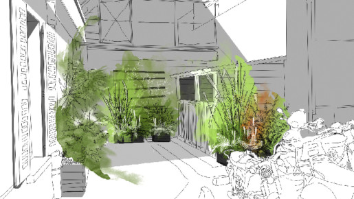 Cour intérieur, multiusages - 25 m2, aménagement réalisé par le paysagiste Maxime Arnoux